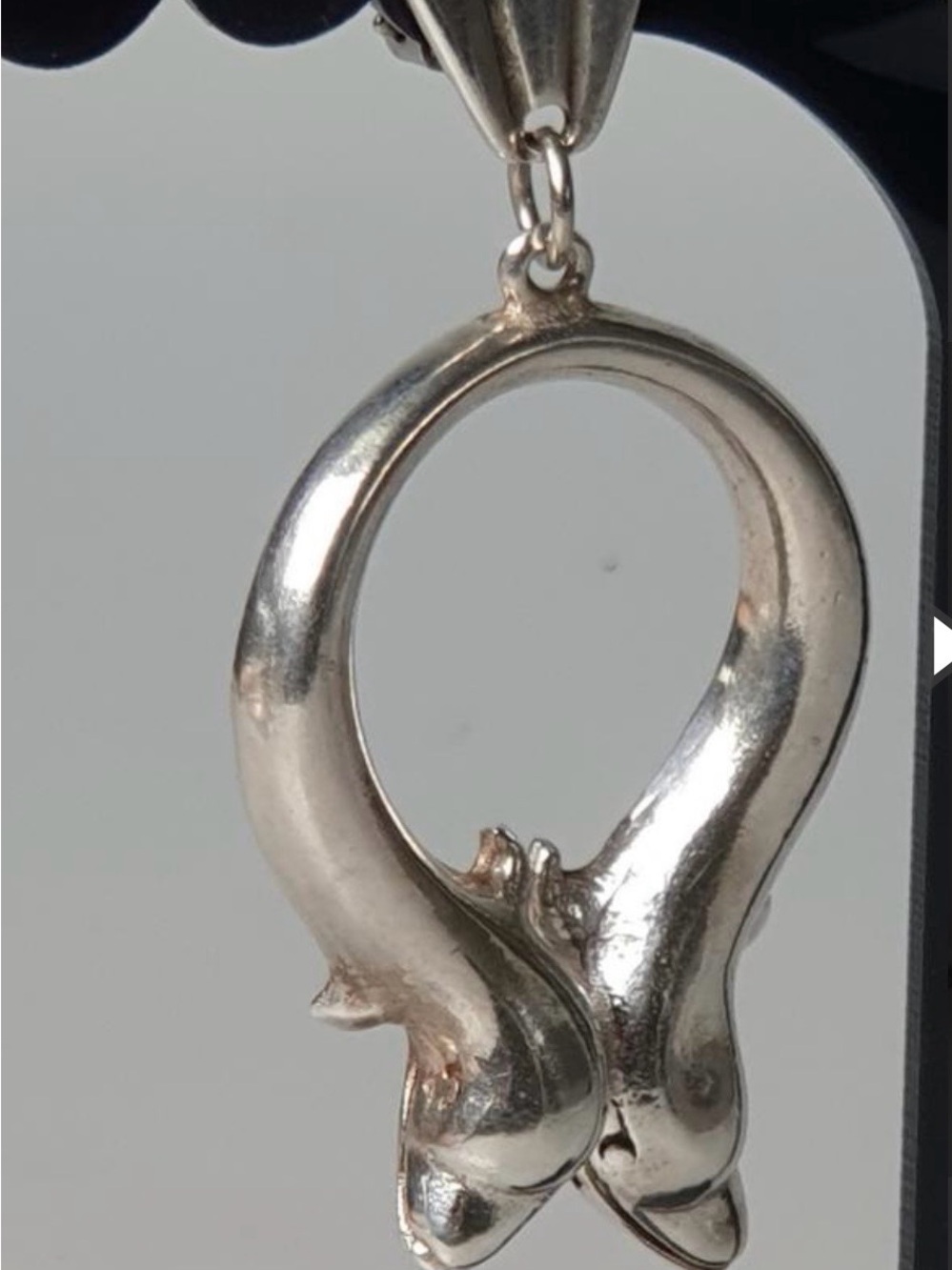 Sterling Silver Dolphin Hoop Earrings - Sculptural Nautical Design, clipon 925